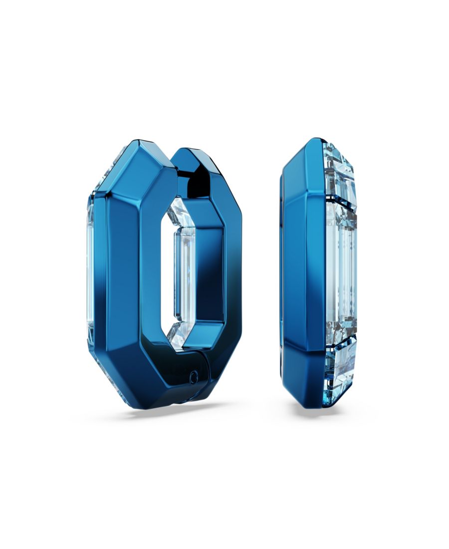 

Восьмиугольные, маленькие, прозрачные серьги-кольца Swarovski, Blue