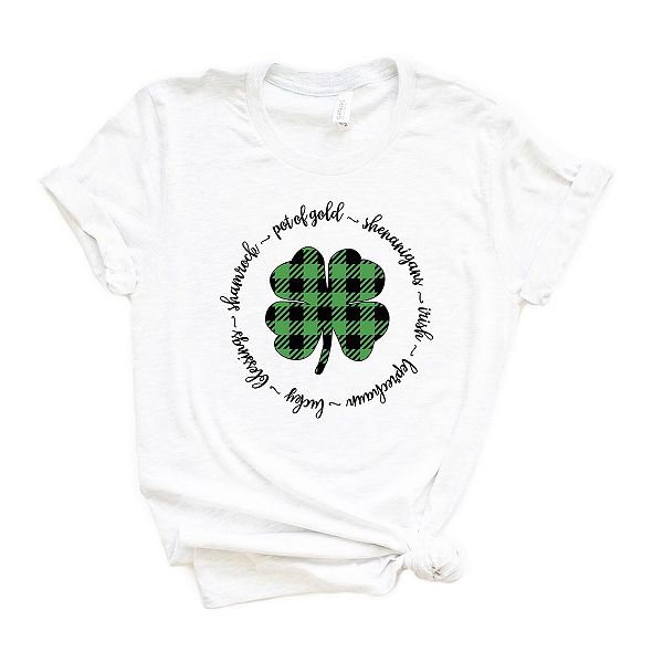 

Футболка с принтом Buffalo plaid shamrock circle Simply Sage Market, White, Белый, Футболка с принтом Buffalo plaid shamrock circle Simply Sage Market, White