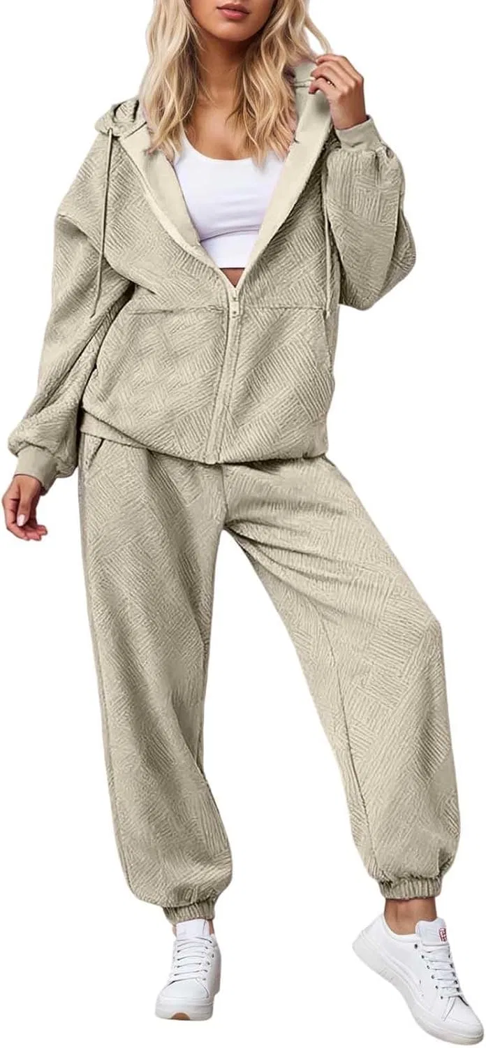 Спортивный костюм из толстовки и широких штанов, Beige
