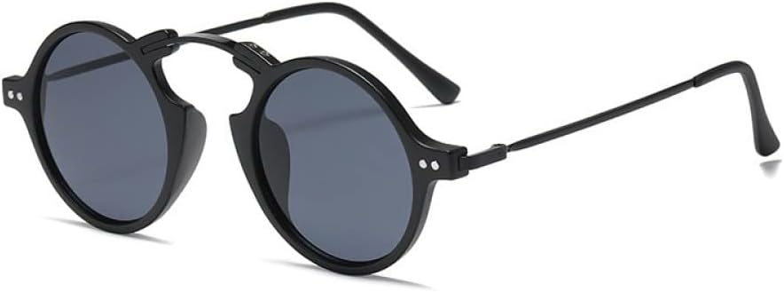 

маленькие круглые солнцезащитные очки для женщин, солнцезащитные очки с градиентным переходом для мужчин, винтажные очки из сплава, защита от ультрафиолета UV400 LANGSER, Black Gray