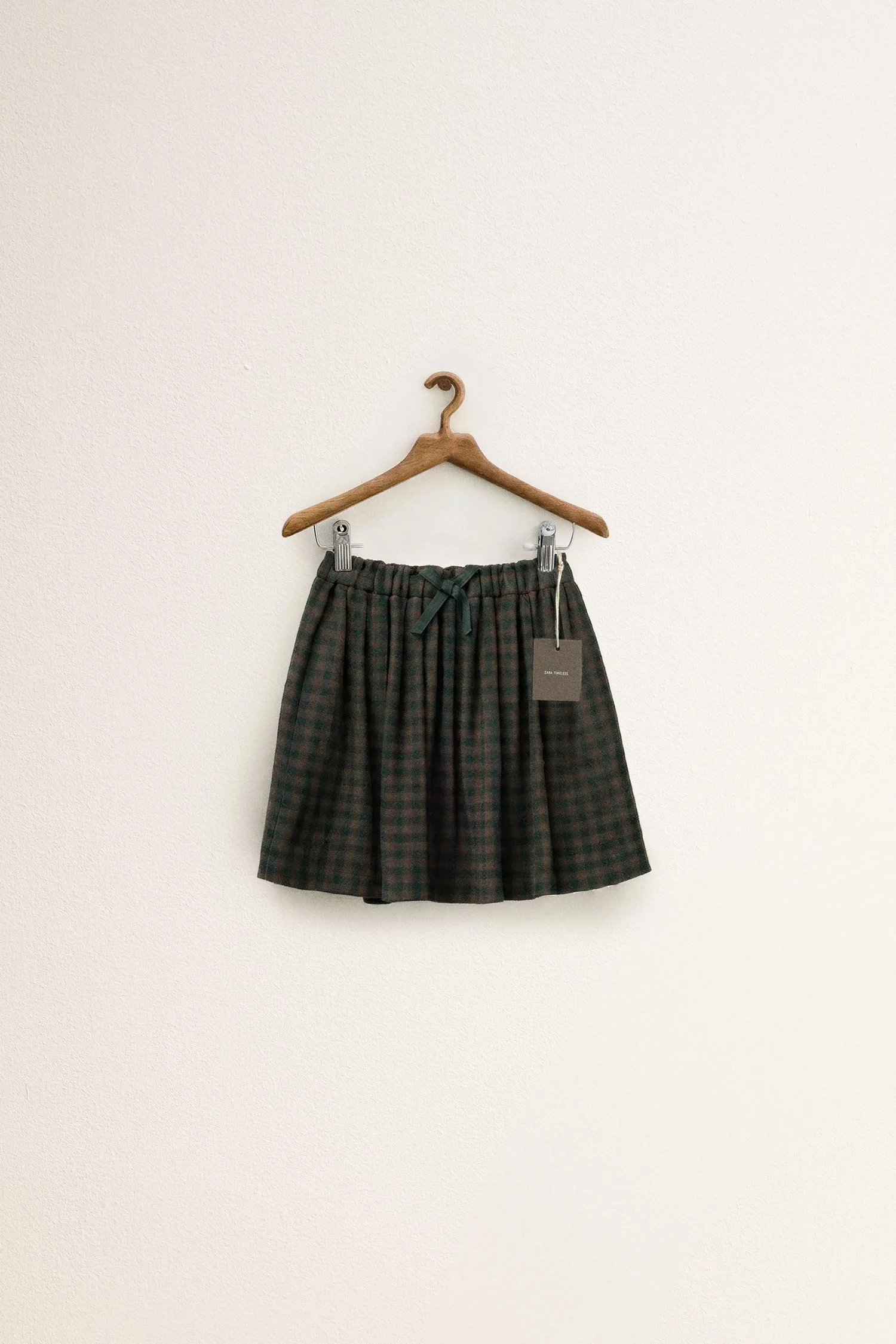 Zara timeless - юбка в клетку из шерстяной смеси, хаки