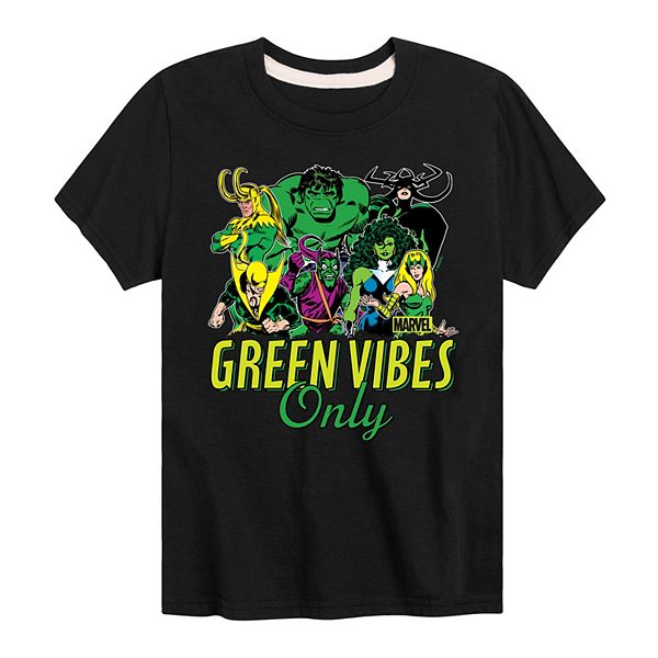 

Футболка с принтом Marvel Green Vibes Only для мальчиков 8-20 Licensed Character, Black