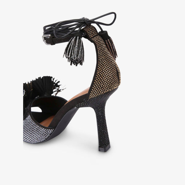 Босоножки на каблуке Kurt Geiger London с помпонами из замши, мультиколор — фото 3