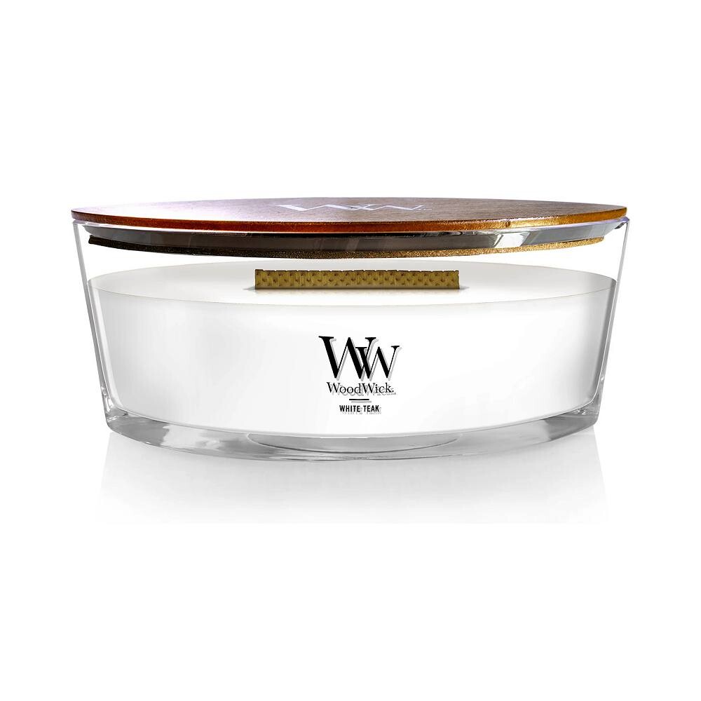 

WoodWick Эллипс из белого тика, 16 унций. Свеча Баночка, белый