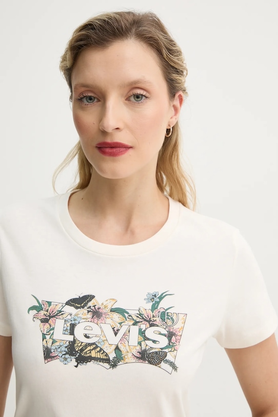 Хлопковая футболка THE PERFECT TEE Levi'S, бежевый — фото 4