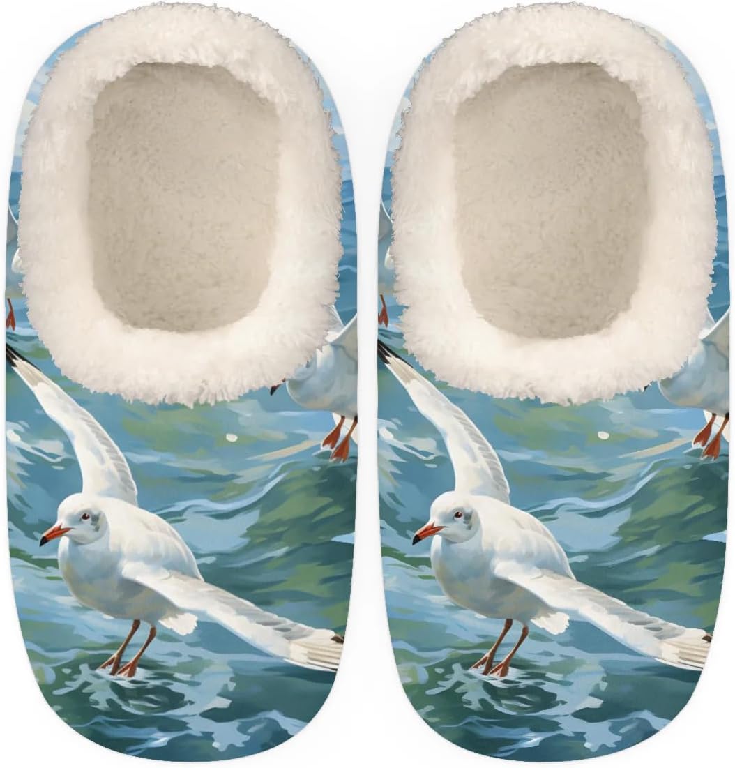 

Тапочки QsirBC с акварельным рисунком чайок для женщин и мужчин, мягкая подошва с эффектом памяти, нескользящие, уютные, теплые тапочки для дома и улицы, Watercolor Seagulls L