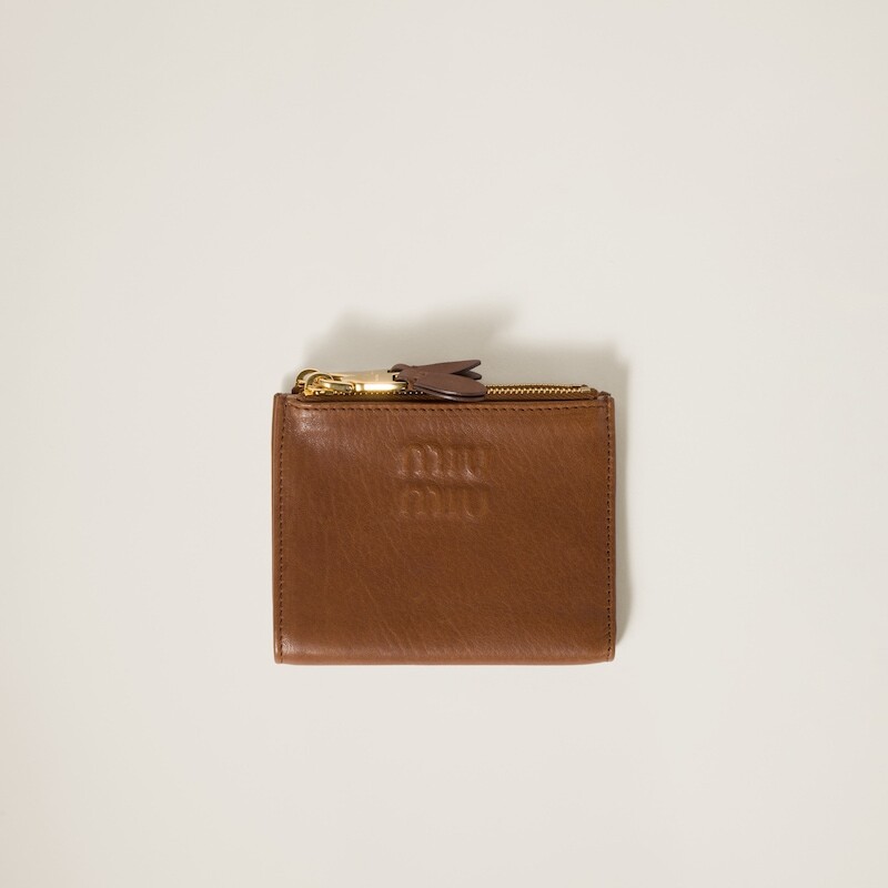 

Маленький кошелек из кожи наппа Miu Miu, коричневый