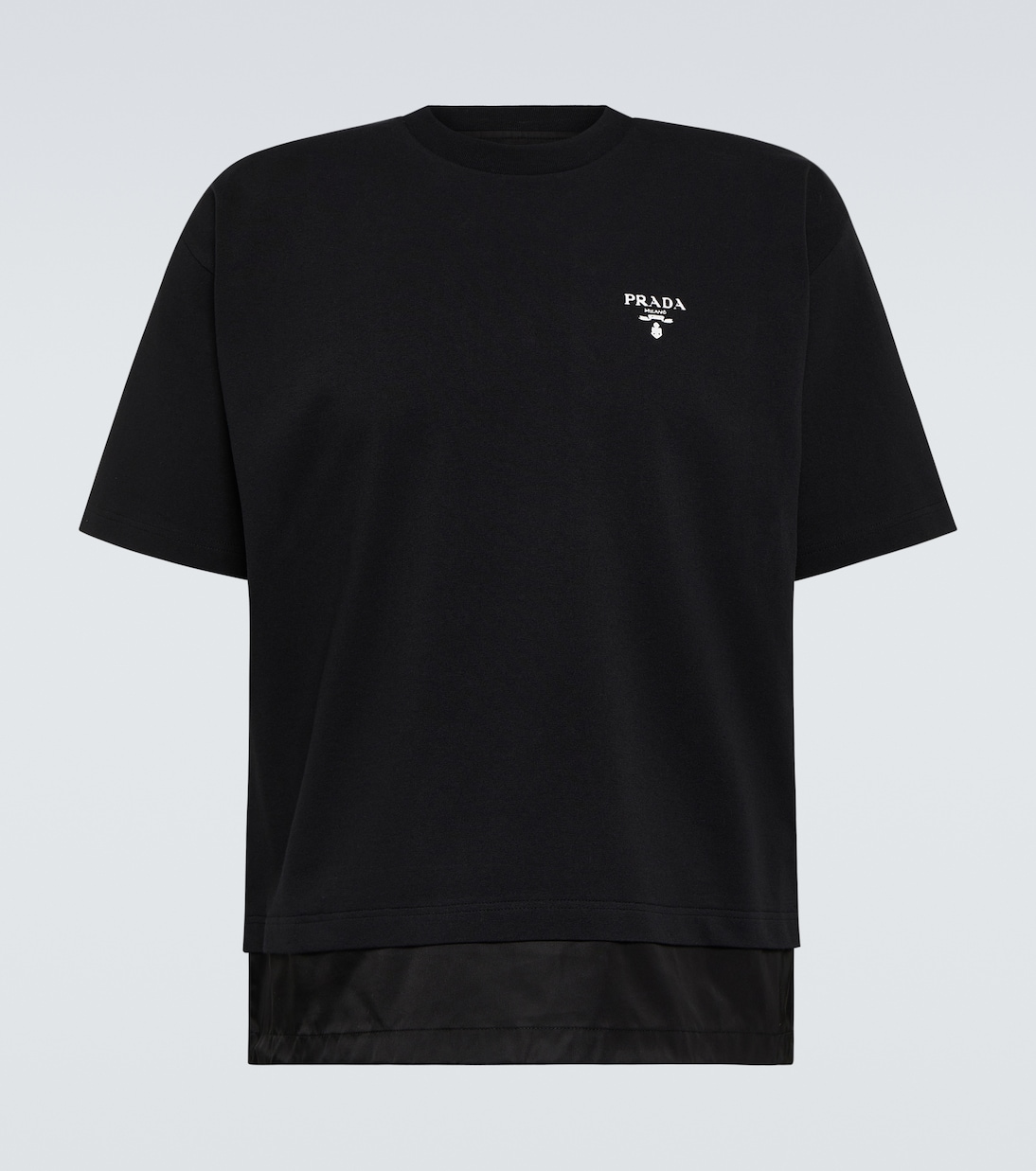 

Хлопковая футболка с логотипом Prada, Nero+Nero