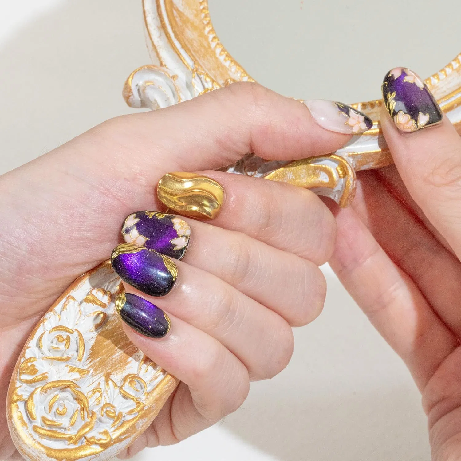Накладные ногти Sun&Beam Nails Handmade, короткие, круглые, с цветами Sun&Beam Nails, Xs — фото 3