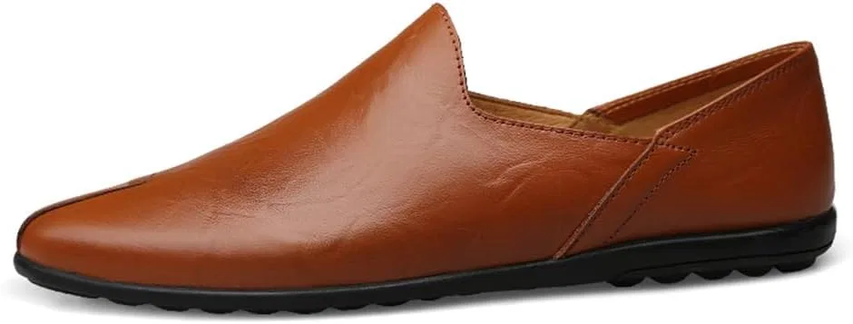 Мокасины кожаные мужские Penny Loafers Moccasin Driving Shoes, красно-коричневый Abborora — фото 3