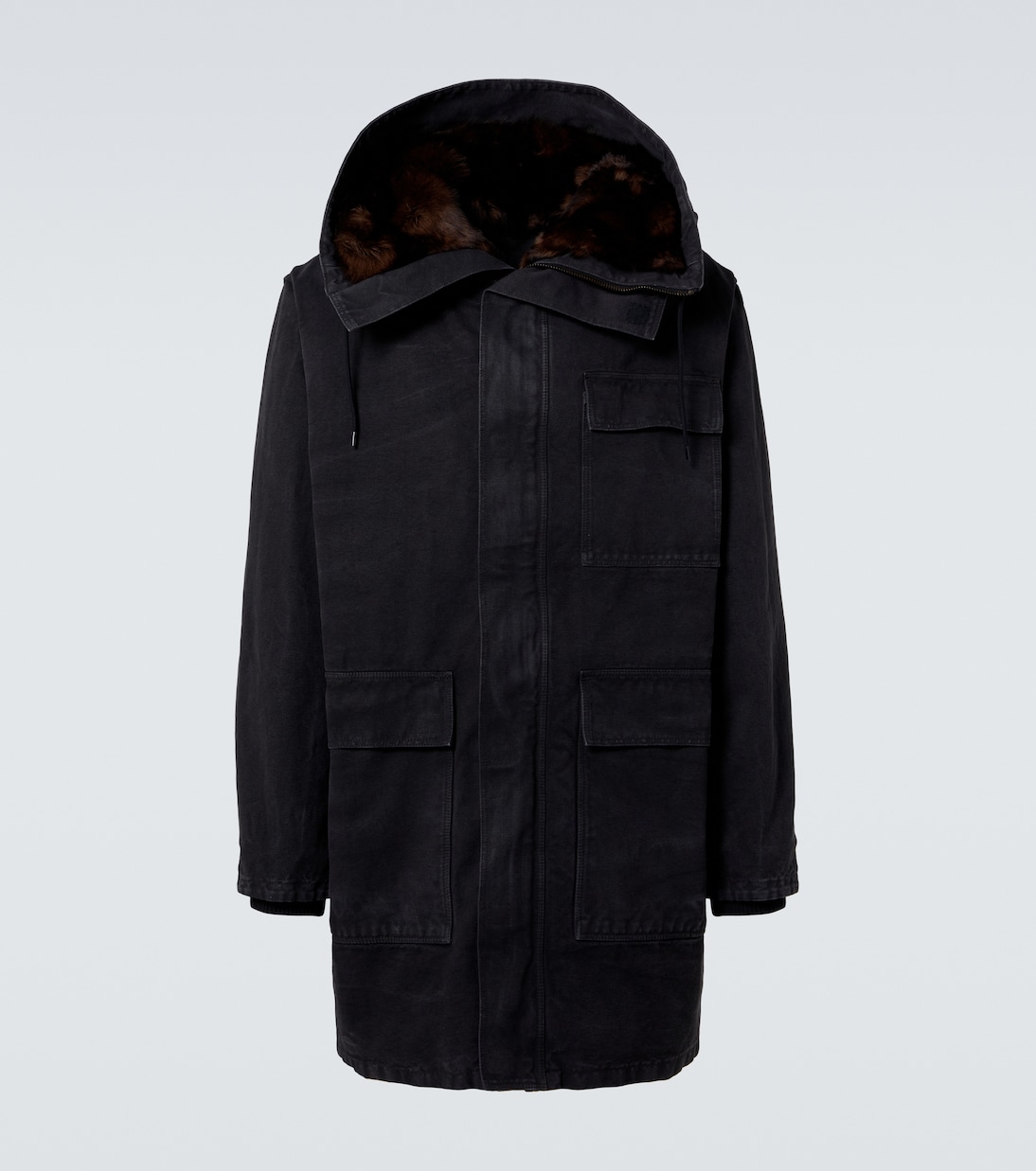 

Хлопковая парка с отделкой из овчины Prada, Nero