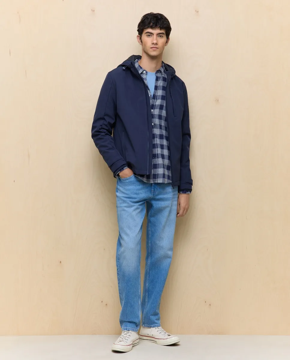 

Мужская эластичная куртка с капюшоном, водоотталкивающая Easy Wear, темно-синий