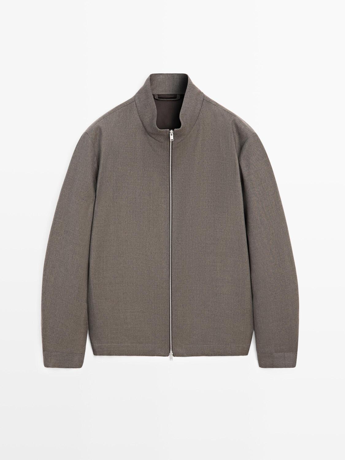 Куртка из тонкой смесовой шерсти Massimo Dutti, medium ecru — фото 2
