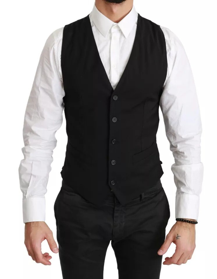 Черный однотонный жилет STAFF Slim Fit Dolce & Gabbana
