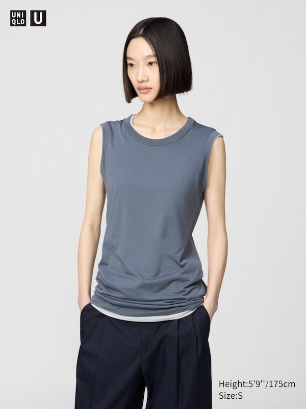 

Длинная футболка из 100% хлопка supima (без рукавов) Uniqlo, серый