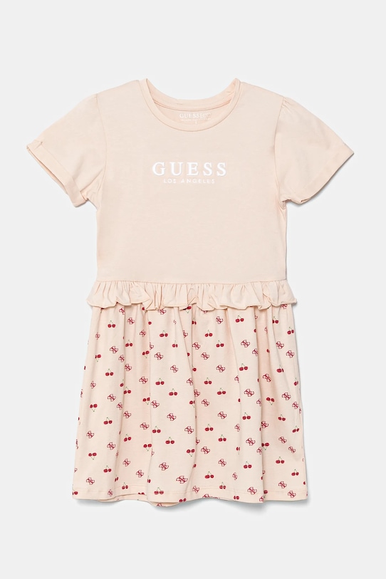 

Детское хлопковое платье Guess, бежевый