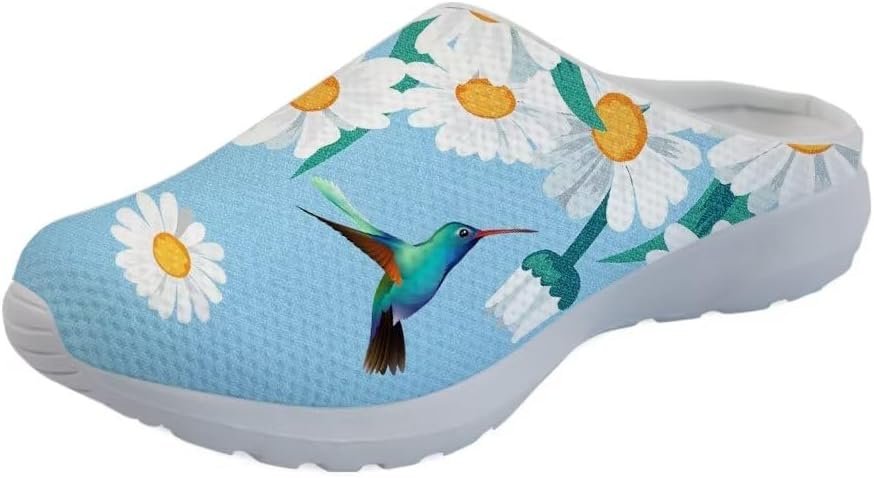 

Кроссовки Forchrinse Native Indian Aztec Hippie Mandala для мужчин, прогулочные мулы; женские слипоны, садовые сабо, тапочки с открытой пяткой, обувь для дома и ухода, Hummingbird Daisy