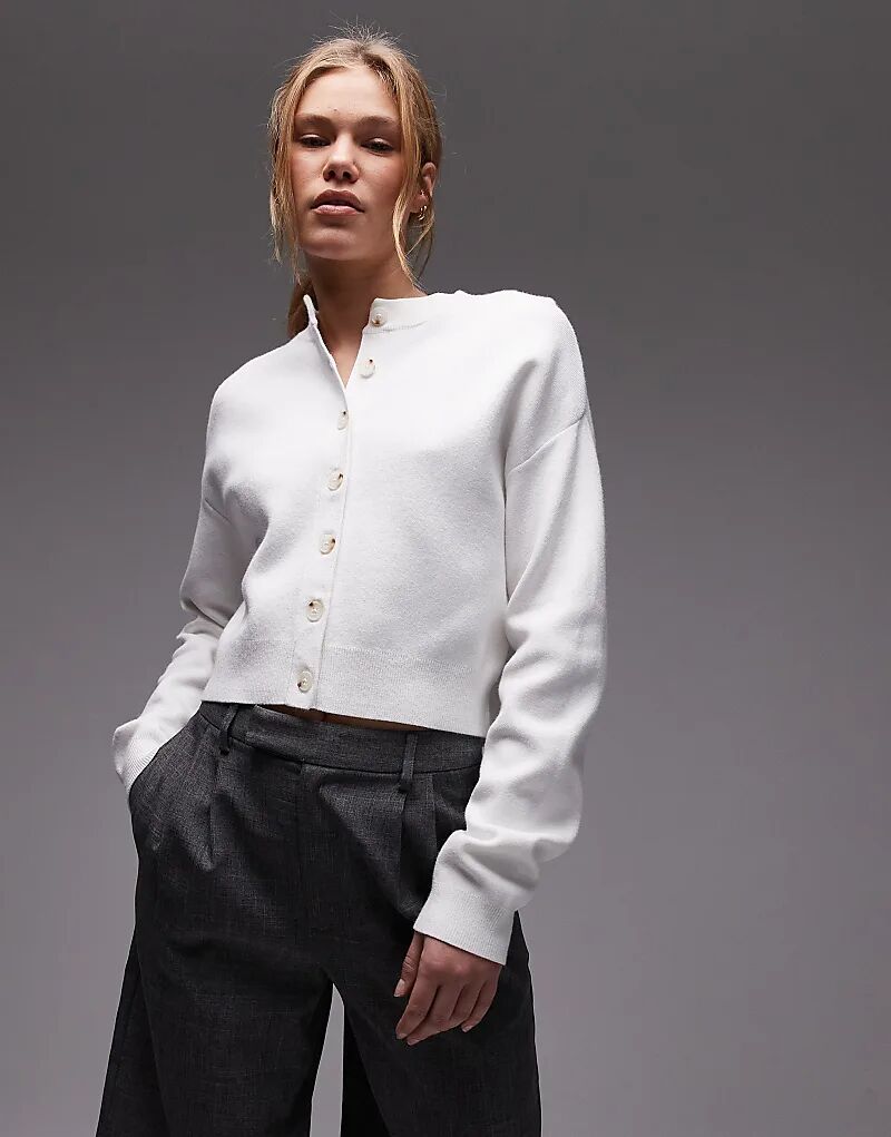 

Компактный вязаный кардиган Topshop цвета слоновой кости