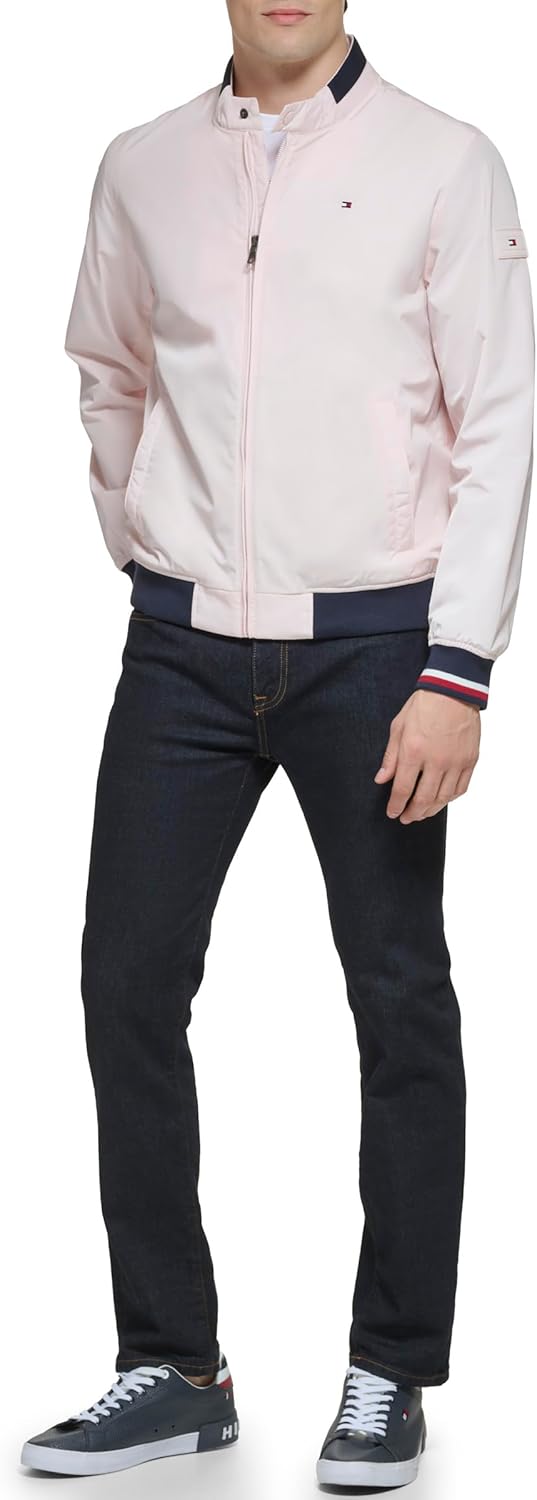 Легкая мужская куртка-бомбер Tommy Hilfiger Varsity Rib Knit, Pastel Pink — фото 2