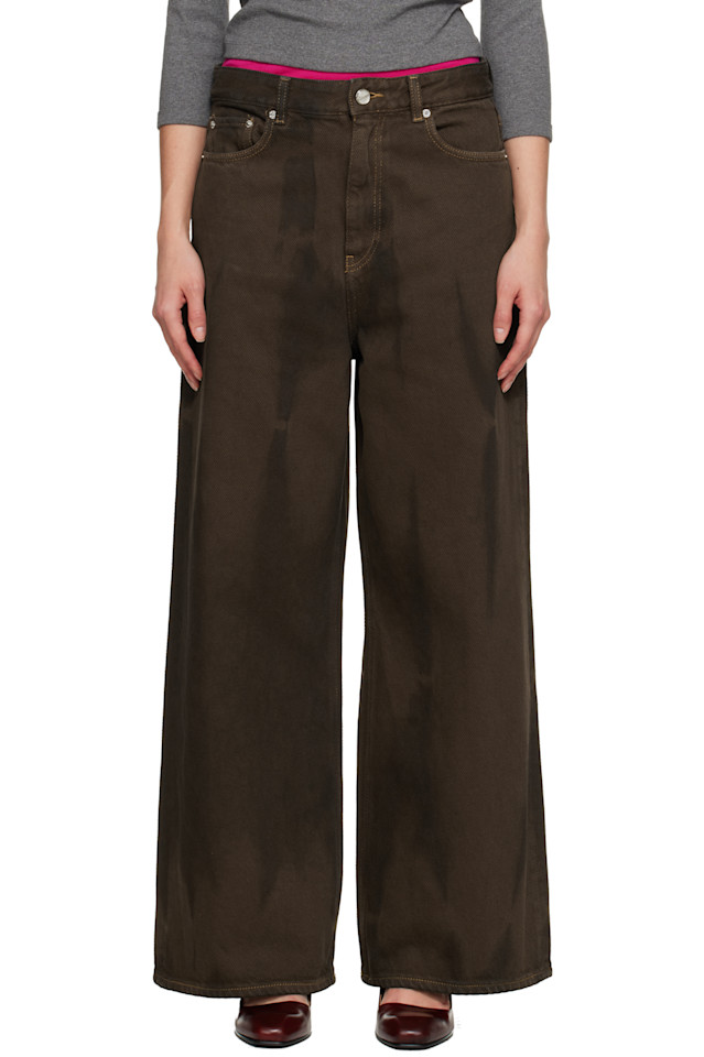 

Ganni Коричневые мешковатые джинсы, окрашенные в разные цвета