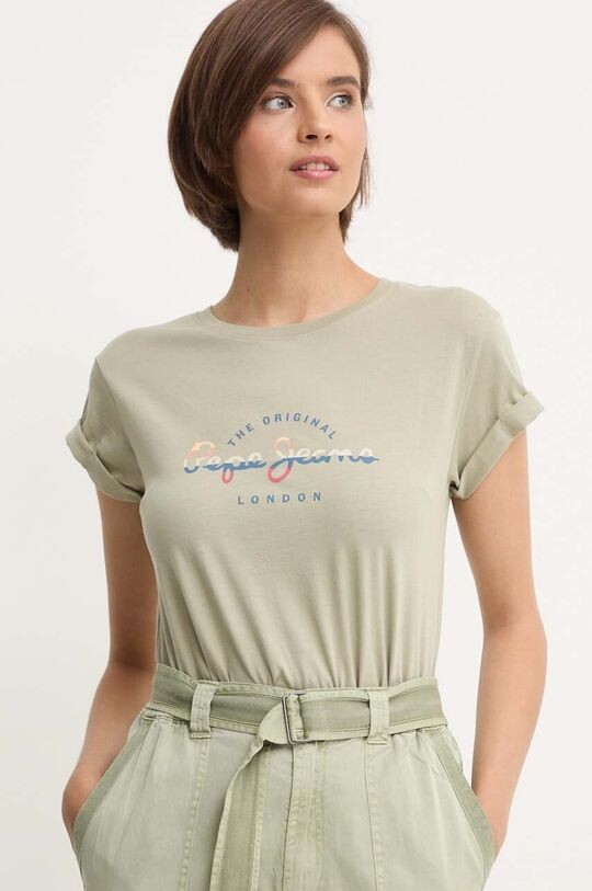 

Хлопковая футболка EVETTE Pepe Jeans, зеленый