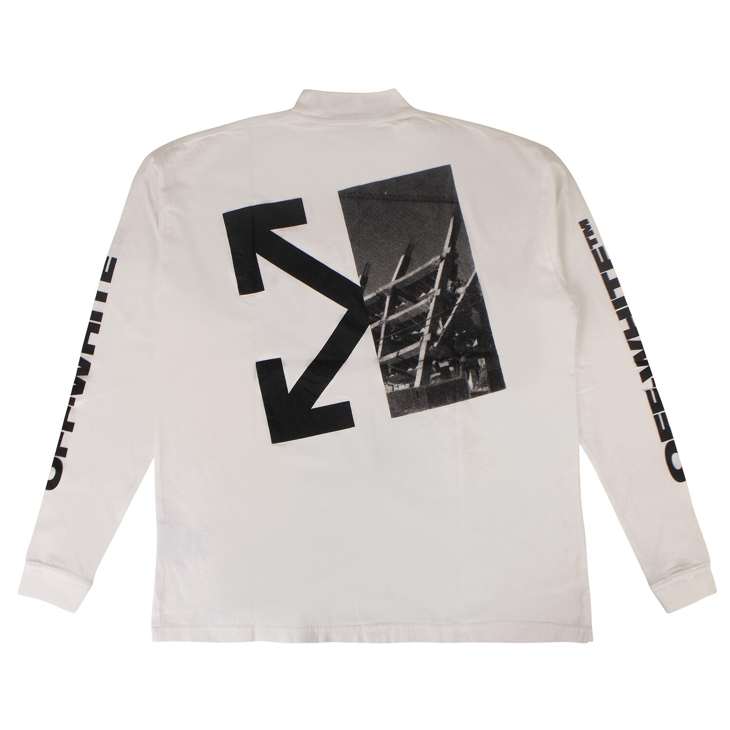 Off-White Футболка с воротником-стойкой и разрезом Arrow, цвет Белый — фото 2