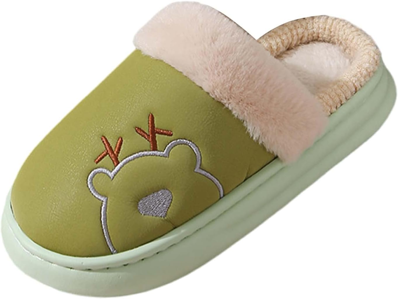 

Женские и мужские зимние теплые тапочки с отделкой из флиса, мягкие и уютные, на легкой подошве, домашние тапочки-шлепанцы, тапочки с отверстиями Generic, зеленый