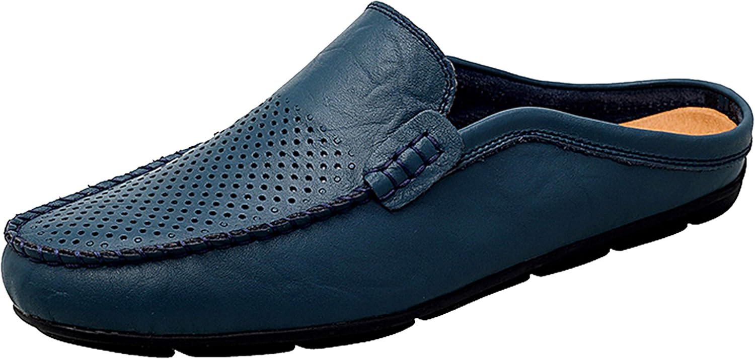 

Go Tour Мужские мулы, тапочки с клогом, дышащие штанговые кожаные обувь, повседневные лоферы, синий