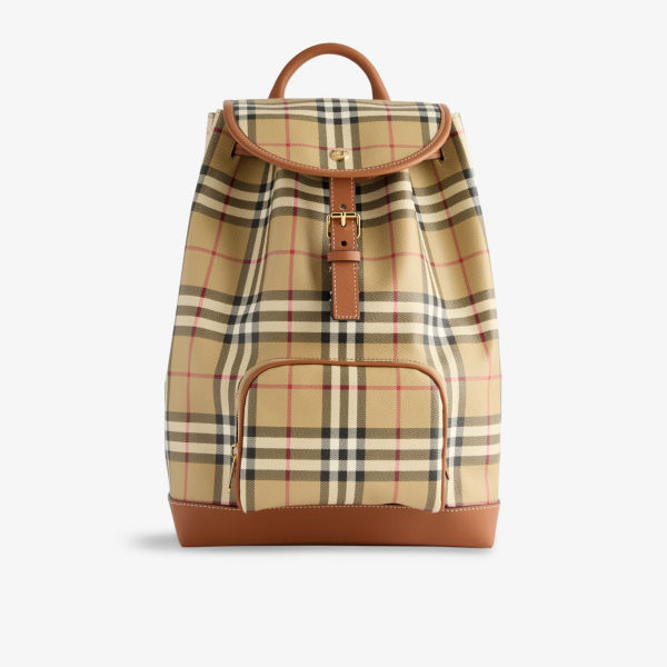 

Винтажный рюкзак из плотной ткани в клетку среднего размера Burberry, мультиколор