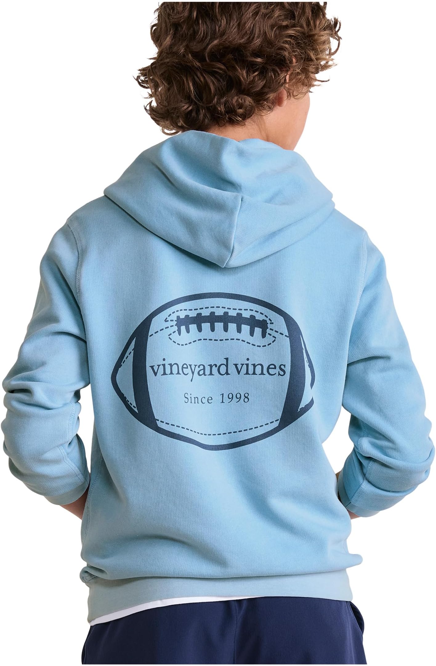 Худи Vineyard Vines Kids Surf Terry Football Graphic Hoodie, цвет Jake Blue — фото 2