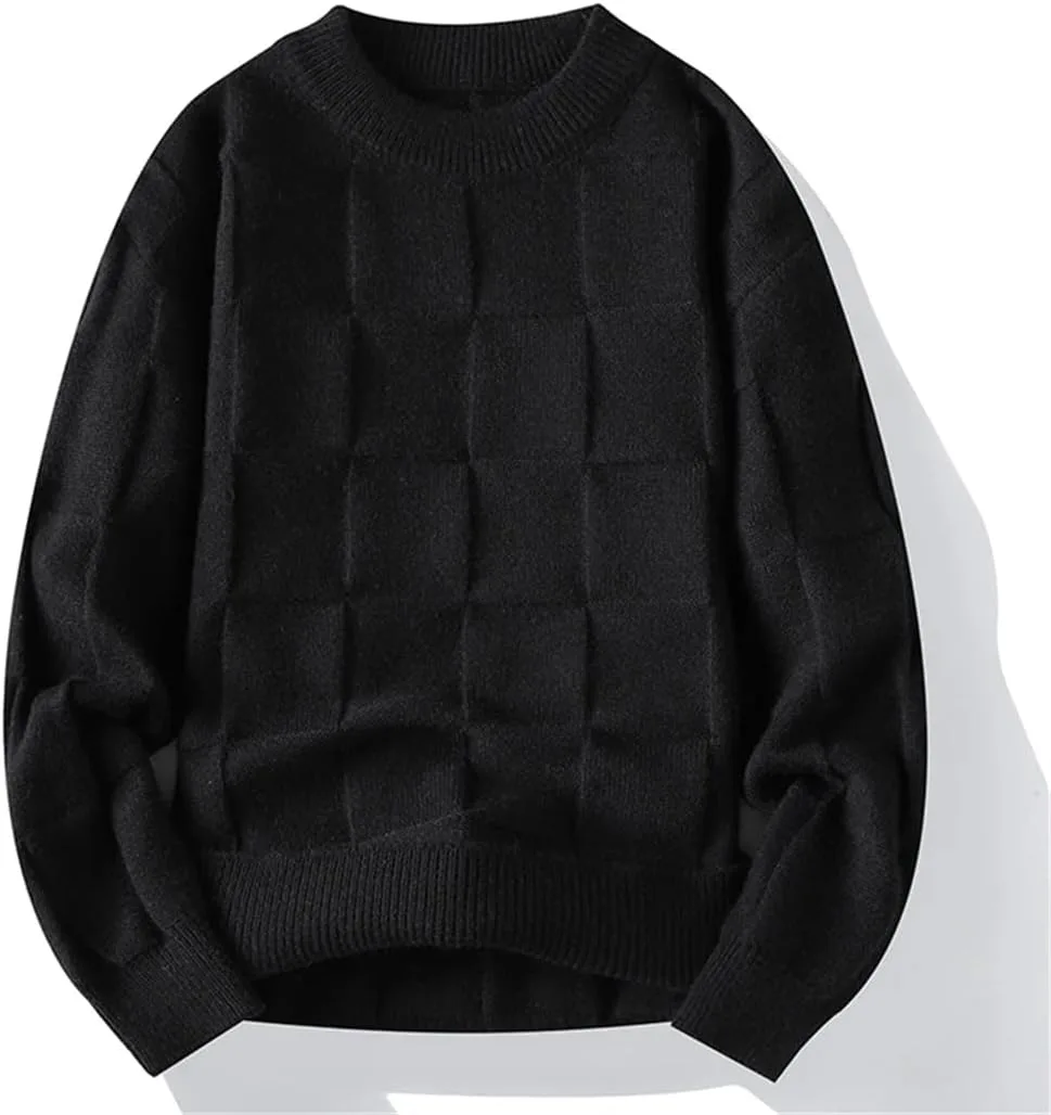 

Мужской вязаный свитер в клетку Slim Fit
