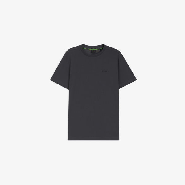 

Футболка из стрейч-хлопка Regular Fit с вышитым логотипом Boss, серый