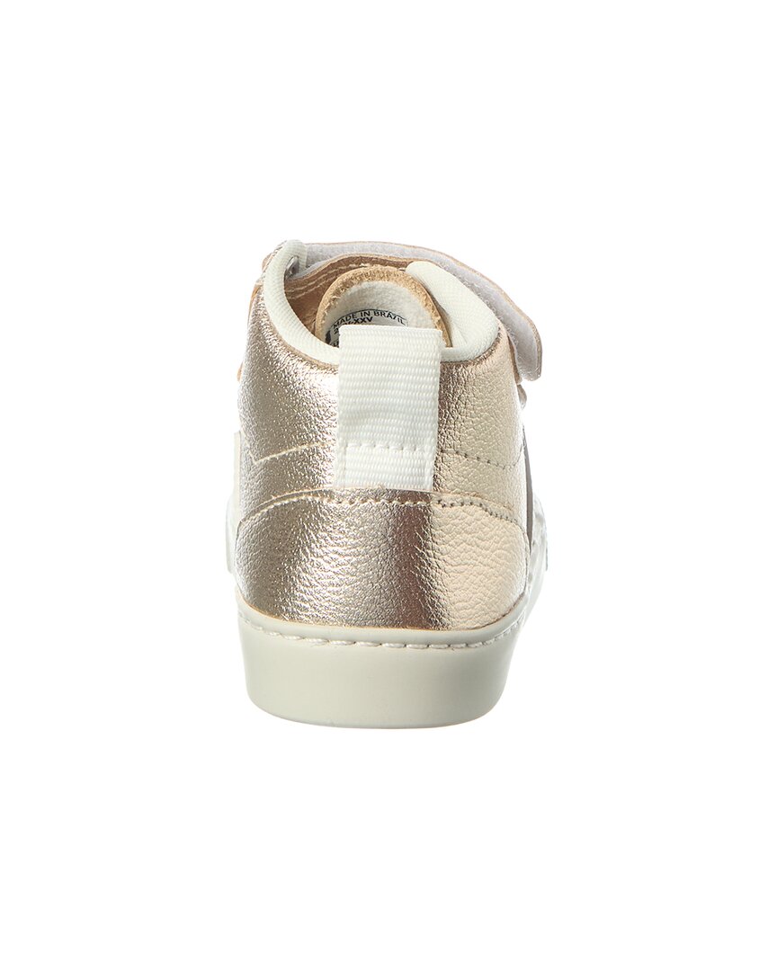 Кроссовки VEJA Small V-10 Mid из кожи, золото — фото 3