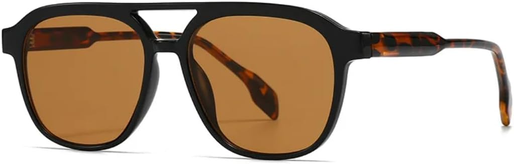 

Модные мужские солнцезащитные очки с двойной перемычкой, роскошные женские солнцезащитные очки в стиле ретро с градиентным переходом цвета чая, защита от УФ-излучения UV400 VFDHN, C4 Black Tea