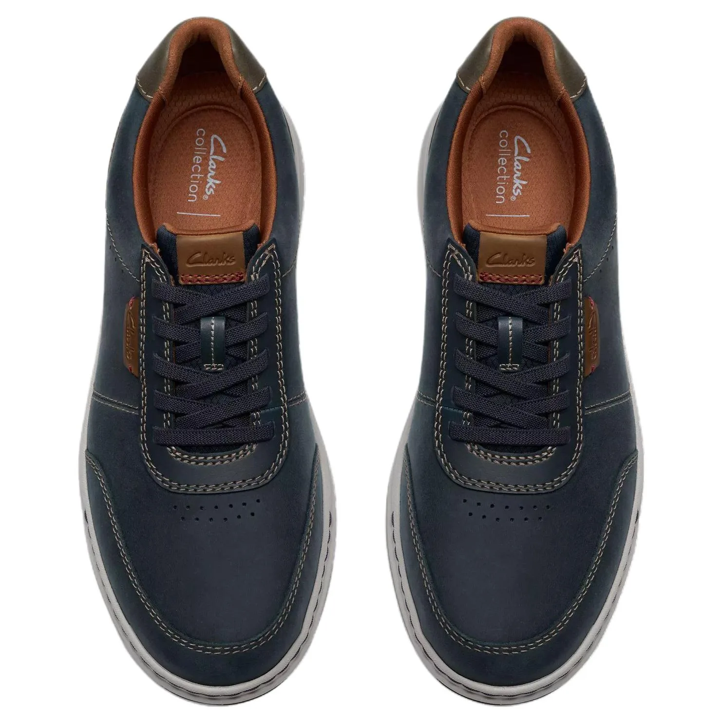 Clarks Кожаные повседневные туфли Craftwell Lace мужские Marine Blue — фото 4