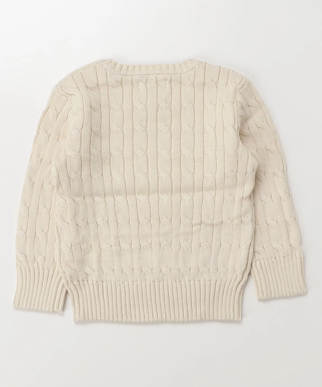 Свитер детский из хлопка, кейбл-вязание, Ralph Lauren, натуральный — фото 4
