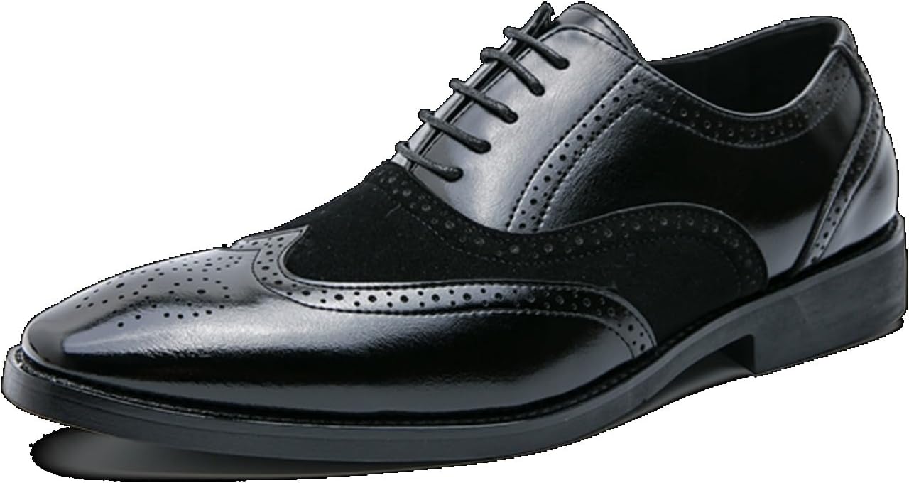 

Мужские оксфорды с двухцветной искусственной кожей, шнуровкой, заостренным носком и крылышками, формальная деловая обувь Foapts, черный