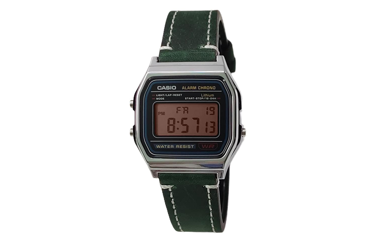 

CASIO Мужские часы Retrofit Series с кварцевым механизмом и ремешком из натуральной кожи, черный циферблат
