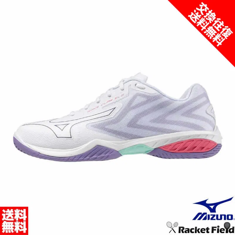 Кроссовки для бадминтона «Wave Claw EL2 FIT» от Mizuno, 68 White X Purple X Pink