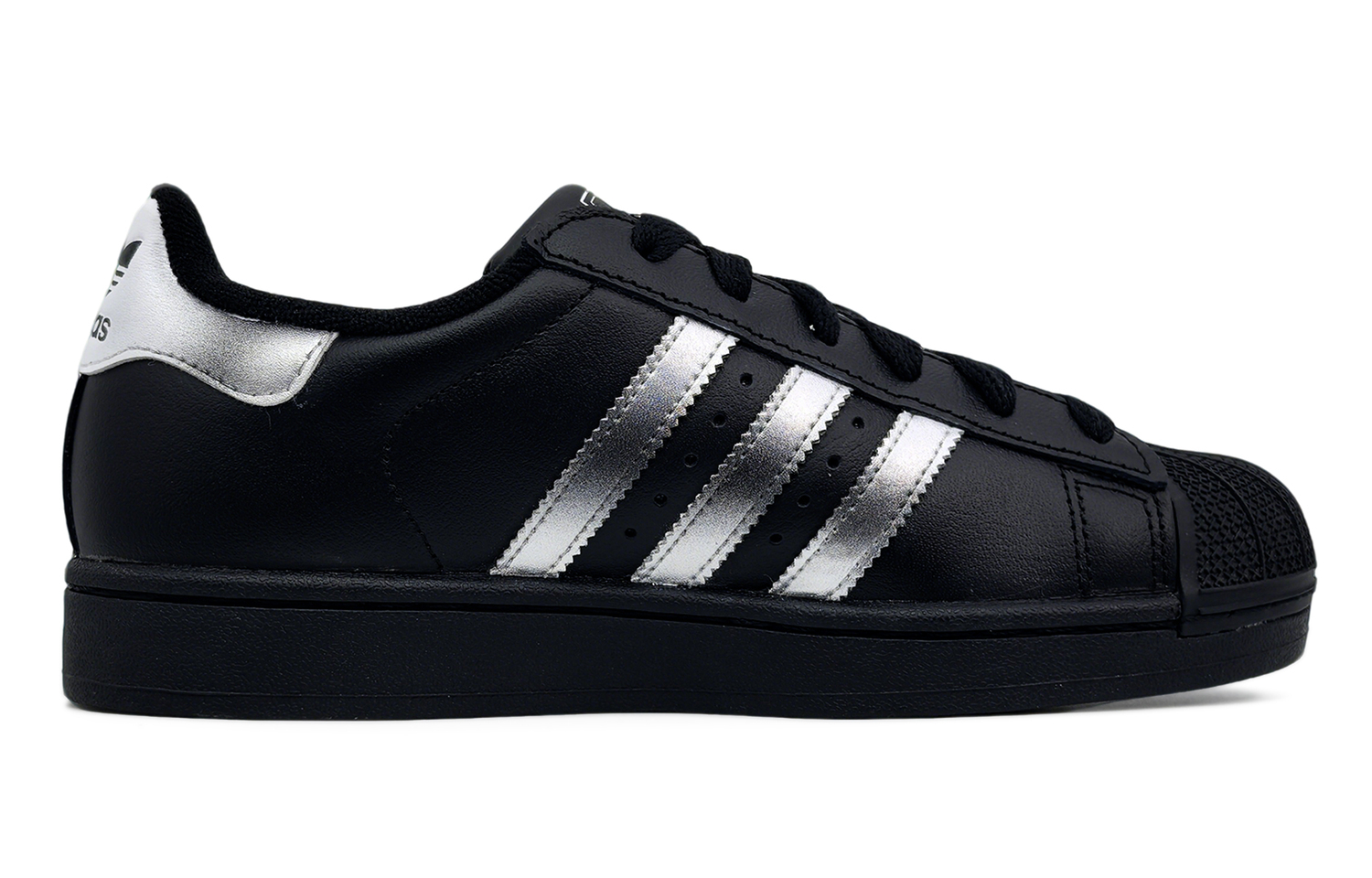 Adidas Originals Superstar 2 устойчивые к истиранию низкие детские скейтбординг кроссовки silver black для подростков — фото 4