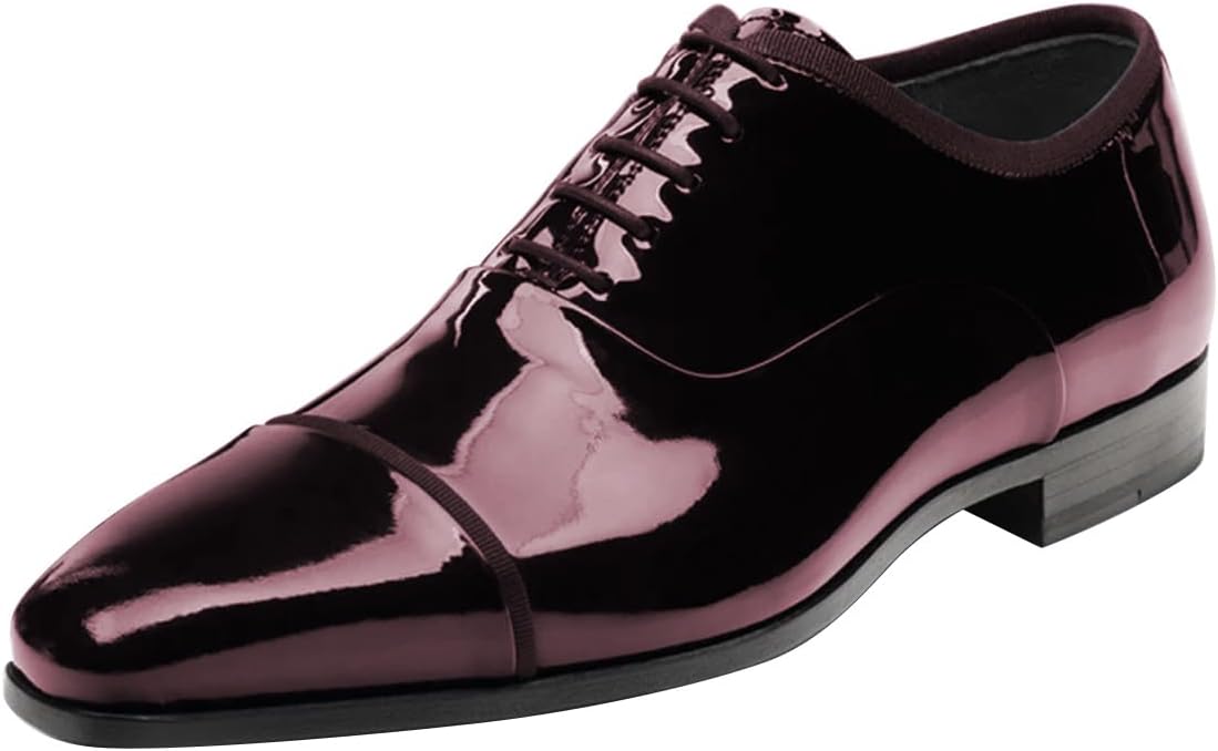 

Мужские классические оксфорды FSJ с ручной шнуровкой, лакированная кожа, мысок, деловые формальные туфли, размеры 4-16 США, пурпурный