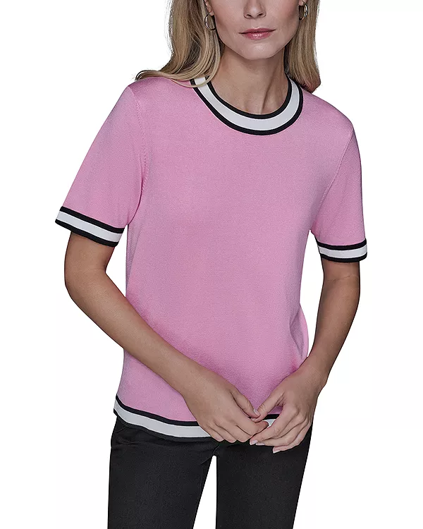 

Вязаный топ с коротким рукавом Karl Lagerfeld Paris, розовый