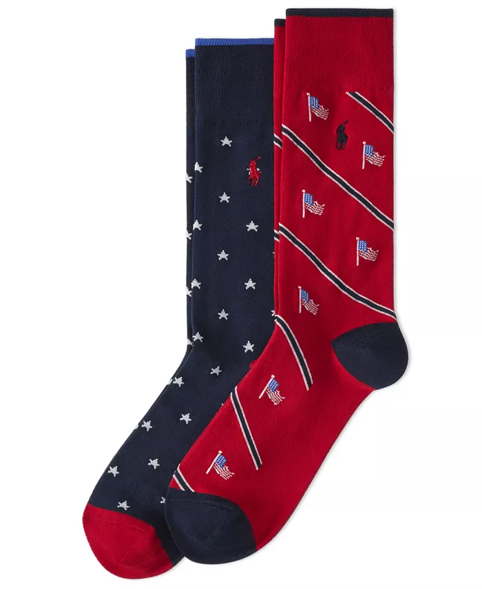 

Мужские носки с флагом и звездами, 2 пары Polo Ralph Lauren, мультиколор