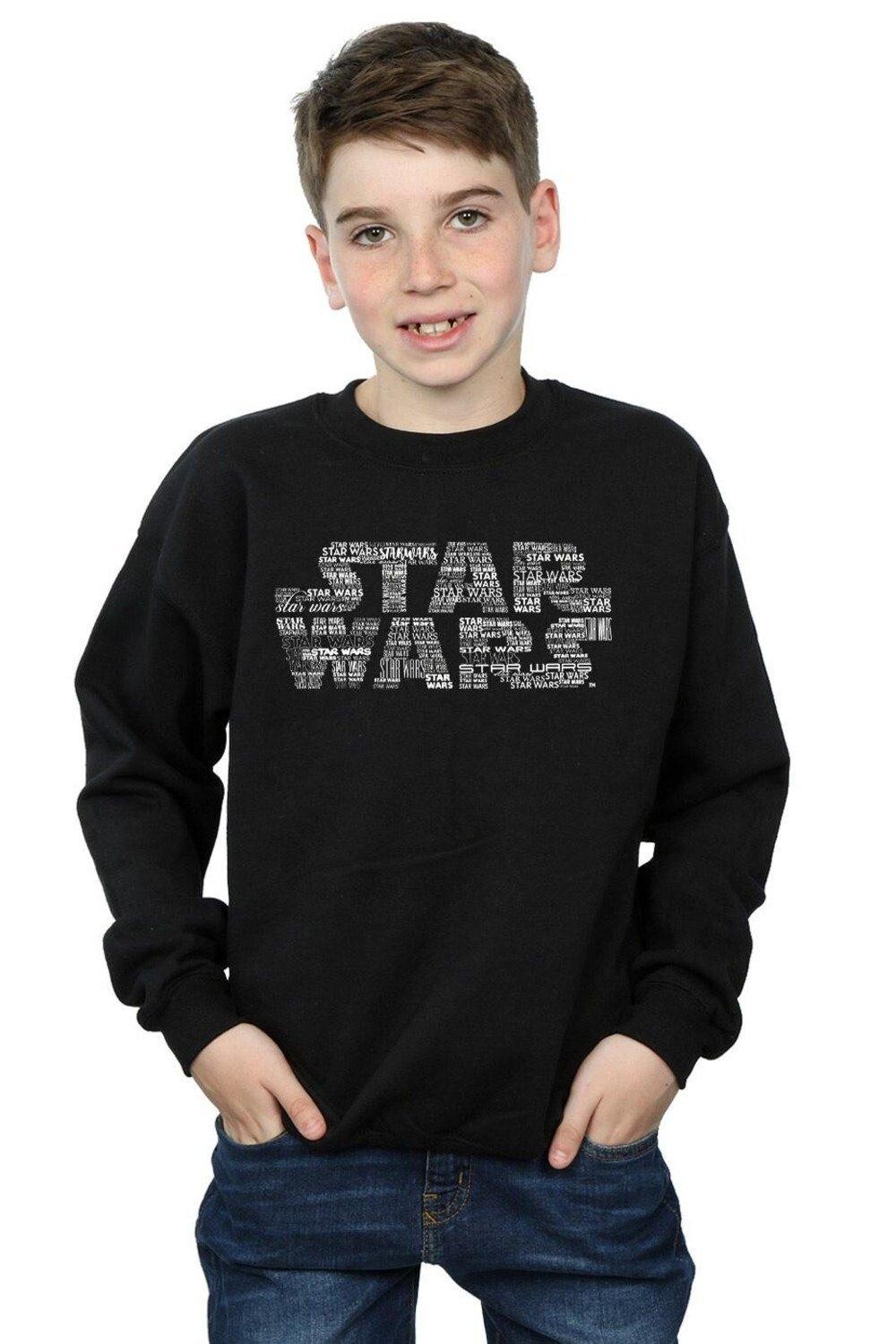

Толстовка с повторяющимся текстовым логотипом Star Wars, черный