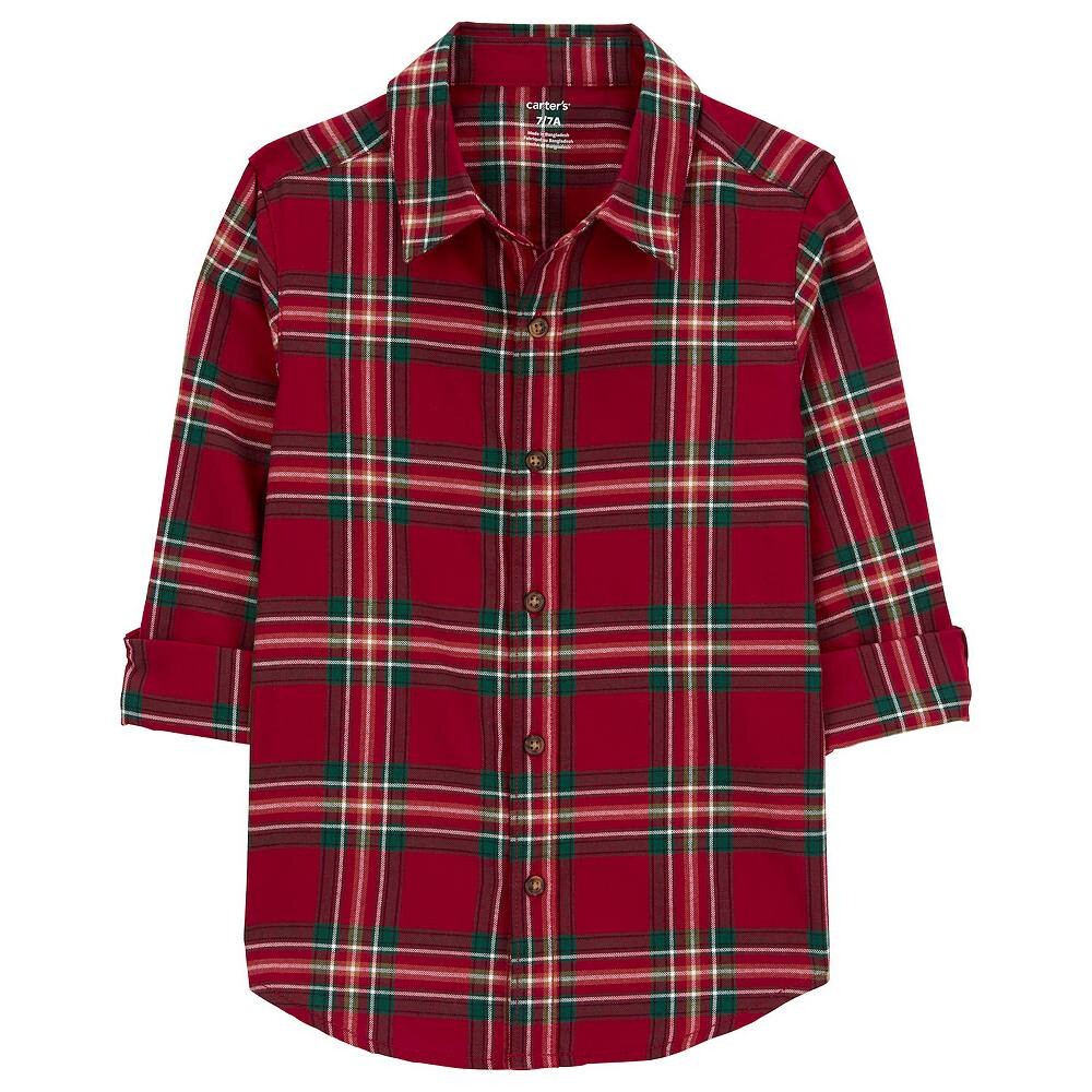

Рубашка на пуговицах в клетку для мальчика 4–14 лет Carter's, цвет Red Plaid