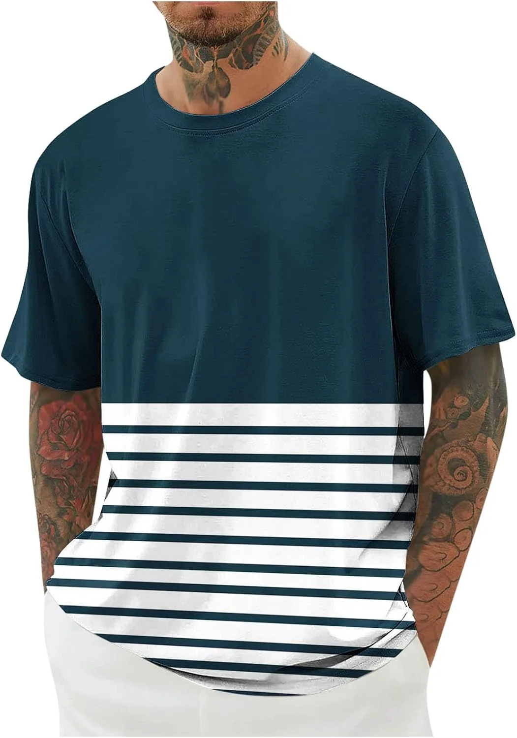 

Мужская летняя футболка с коротким рукавом и круглым вырезом