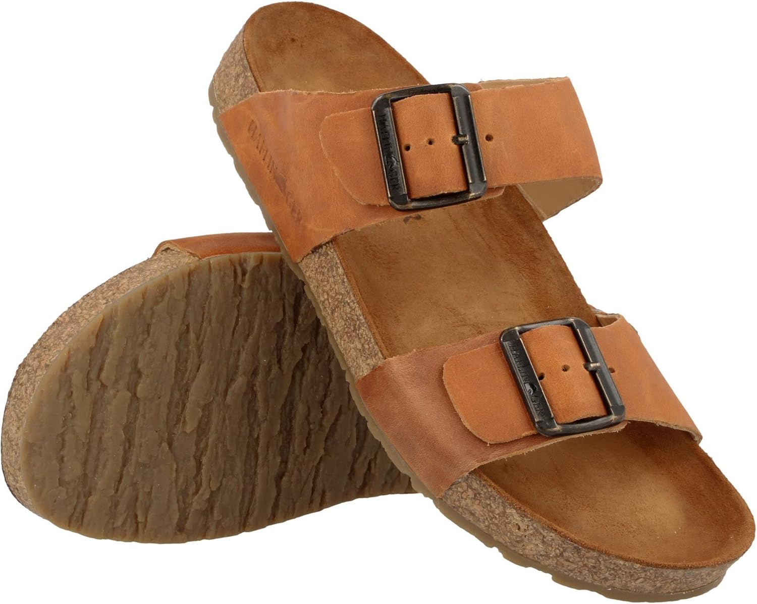 HAFLINGER Andrea Elegant кожаные сандалии с резиновой подошвой и корковой латексной стелькой Unisex, карамельный — фото 2