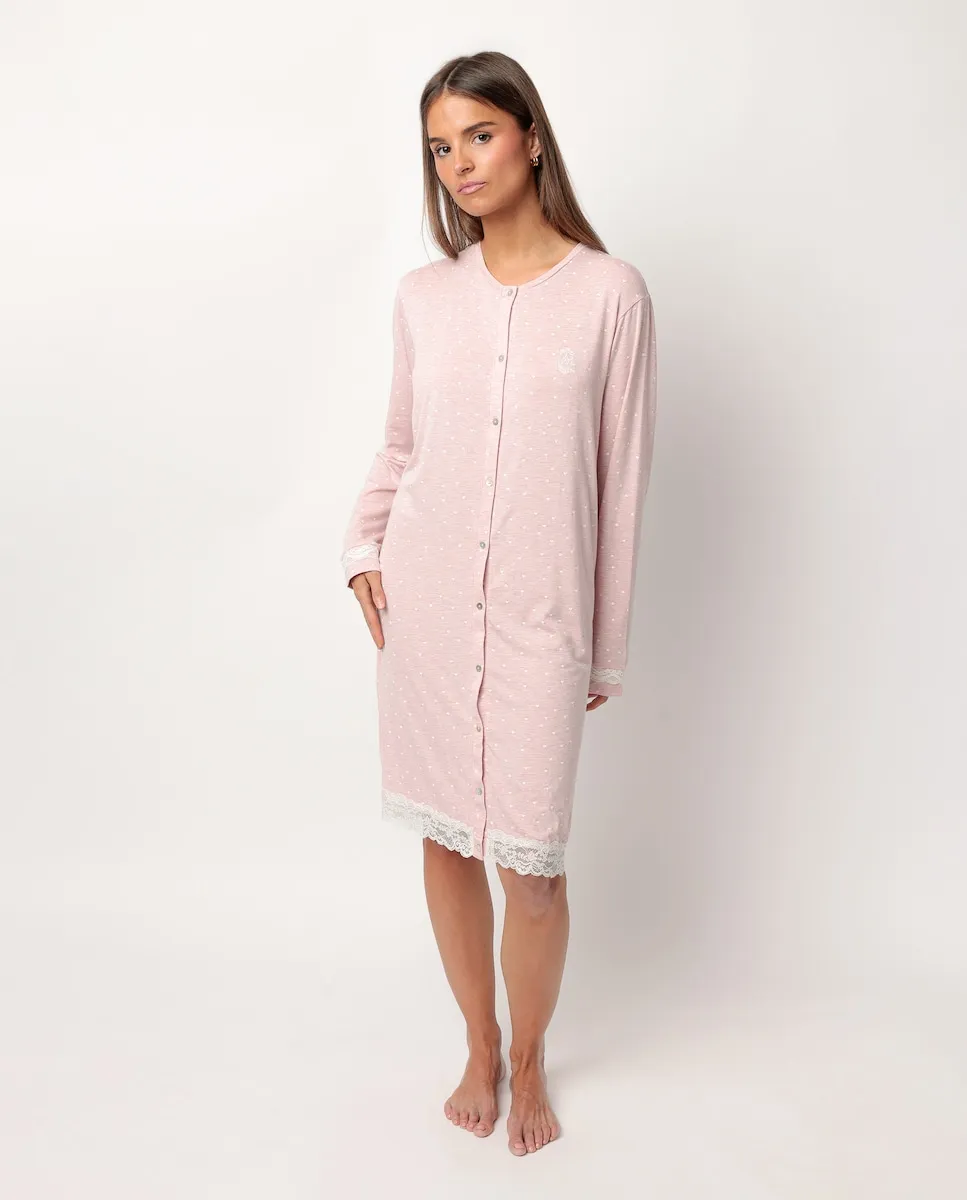 

Длинная женская ночная рубашка из вязкой вискозы розового цвета Admas