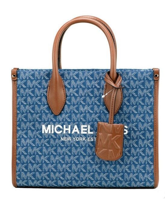 

Сумка-шоппер Mirella Small Denim из парусины с застежкой-молнией и кросс-боди Michael Kors