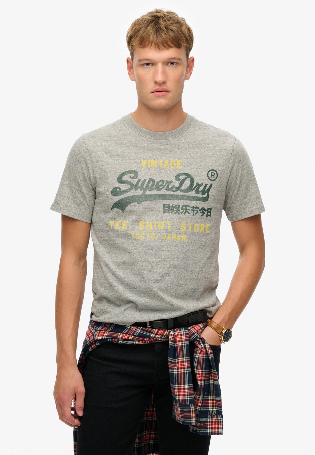 

Футболка с принтом VINTAGE LOGO Superdry, светло-серый